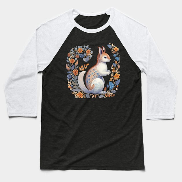 A Cute Squirrel Scandinavian Art Style Baseball T-Shirt by Studio Red Koala